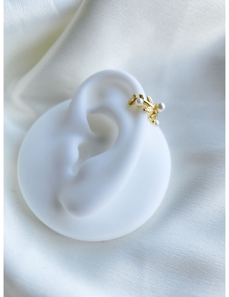 Ear cuff perlas y hojas