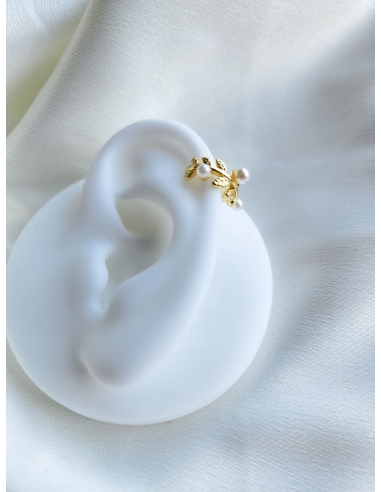 Ear cuff perlas y hojas