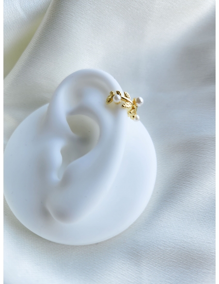 Ear cuff perlas y hojas